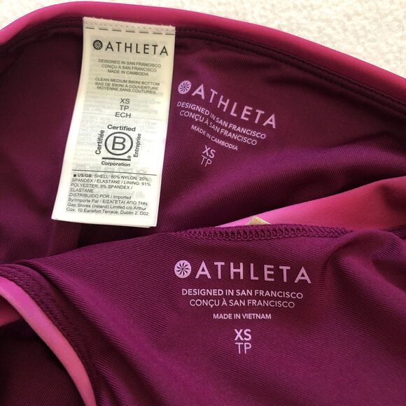 NWT Athleta Surf Blur Fuchsia Malibu Bikini Top Clean Medium Printed Bottom XS - Picture 4 of 8